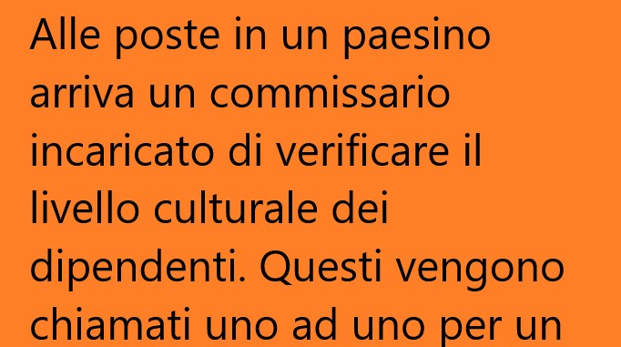 Alle poste in un paesino arriva un commissario … (Barzelletta)